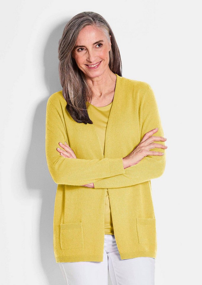 GOLDNER Strickjacke Langarm Feinstrick-Cardigan Damen Strickjacke aus reinem Kaschmir ohne Verschluss von GOLDNER