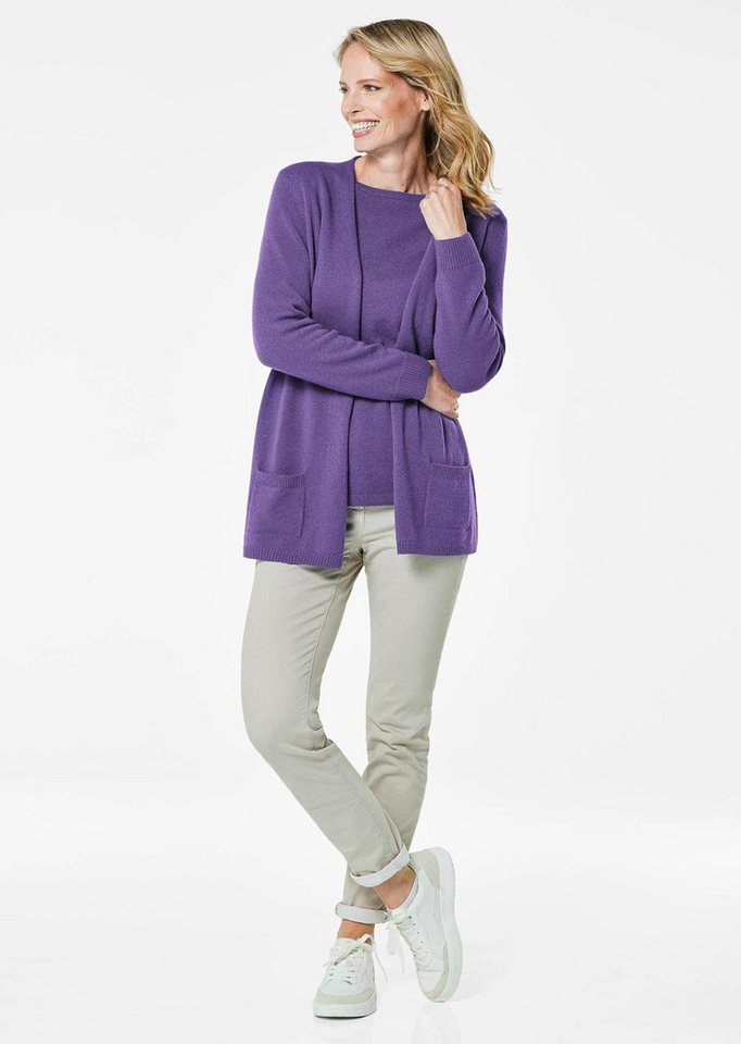 GOLDNER Strickjacke Langarm Feinstrick-Cardigan Damen Strickjacke aus reinem Kaschmir ohne Verschluss von GOLDNER