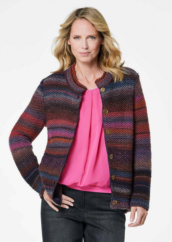 GOLDNER Strickjacke Strickjacke mit Multicolor Ringeloptik von GOLDNER