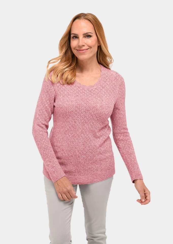 GOLDNER Strickpullover Femininer Ajourpullover aus hochwertigem Melange-Garn von GOLDNER