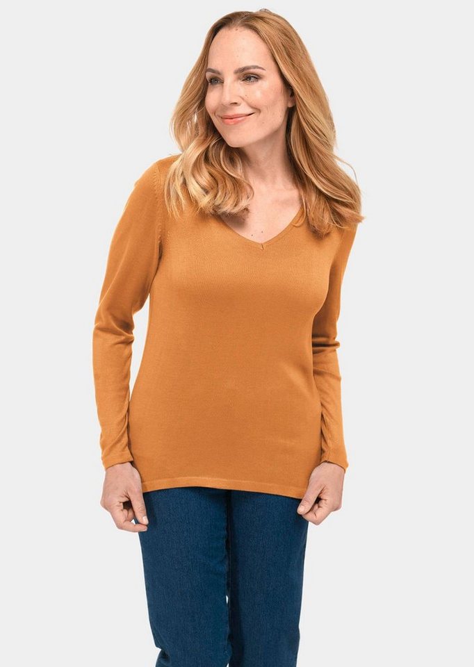 GOLDNER Strickpullover Kurzgröße: Langarm-Pullover mit V-Ausschnitt von GOLDNER