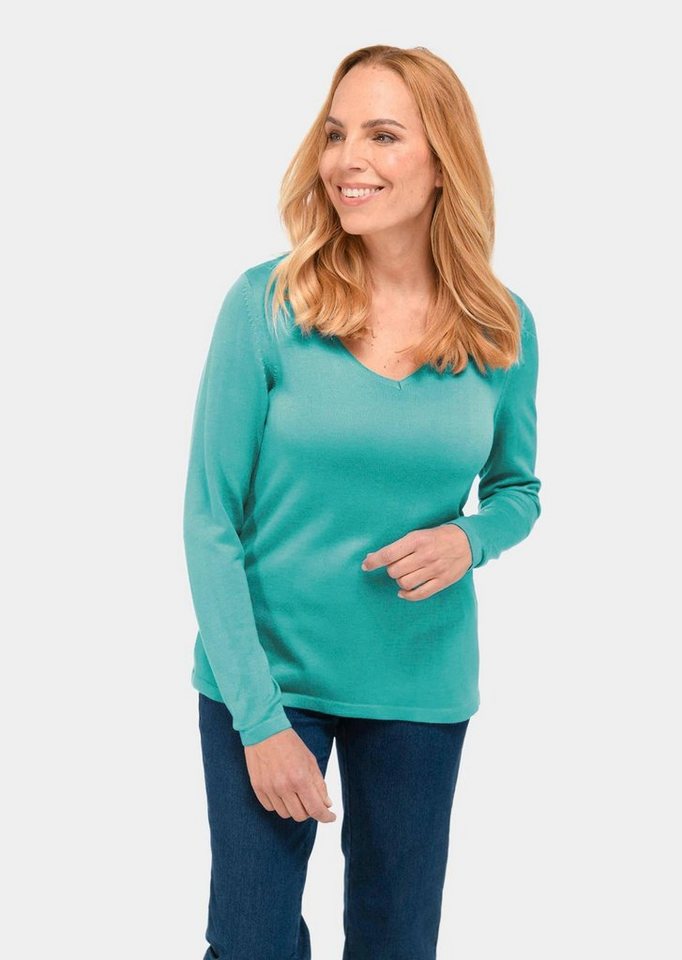 GOLDNER Strickpullover Kurzgröße: Langarm-Pullover mit V-Ausschnitt von GOLDNER