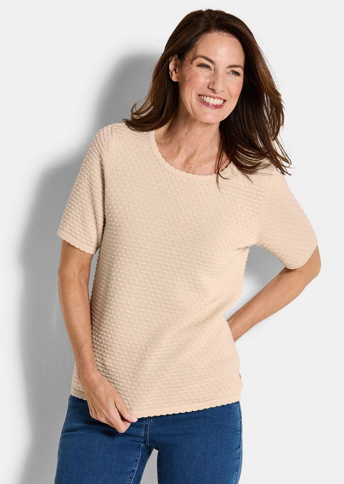 GOLDNER Strickpullover Kurzgröße: Halbarm-Pullover mit Pünktchenmuster von GOLDNER
