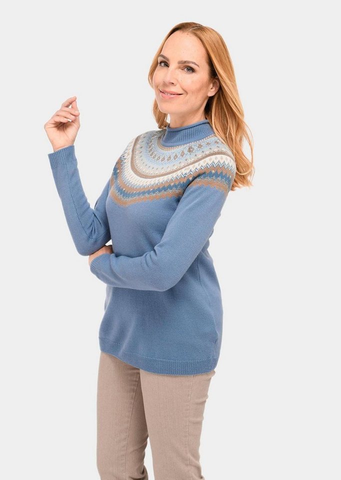 GOLDNER Strickpullover Kurzgröße: Norweger-Pullover mit Schurwolle von GOLDNER