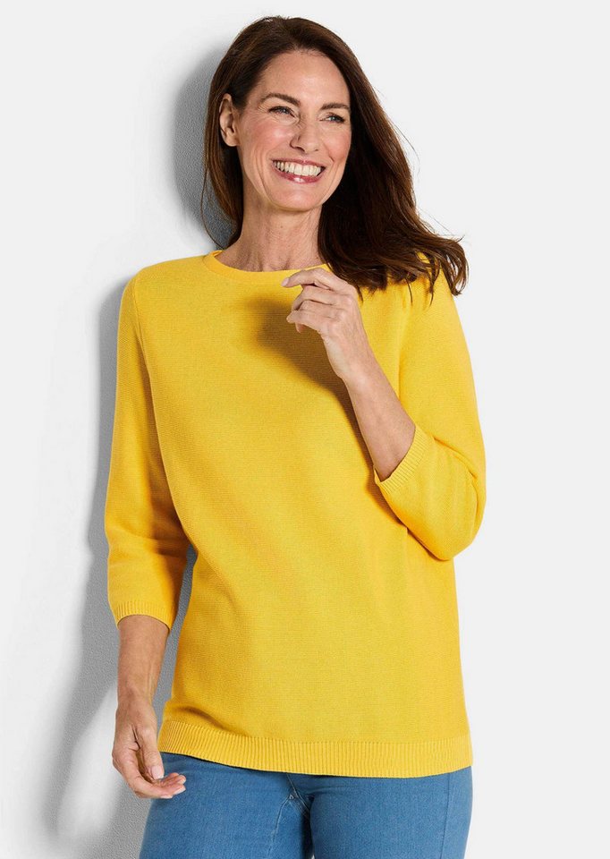 GOLDNER Strickpullover Kurzgröße: Eleganter Baumwollpullover, Halbarm Leichter Feinstrickpullover mit U-Boot-Ausschnitt von GOLDNER