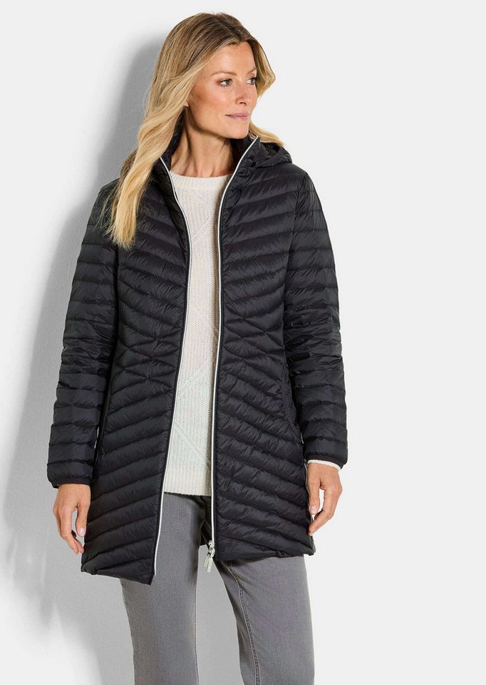 GOLDNER Winterjacke Gefütterter langer Mantel mit Kapuze Wintermantel in femininer Steppung mit Stehkragen und Taschen von GOLDNER