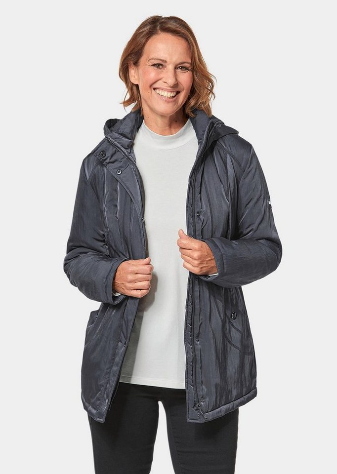 GOLDNER Winterjacke Jacke mit Kapuze in dezenter Crashstruktur Warmes Steppfutter von GOLDNER