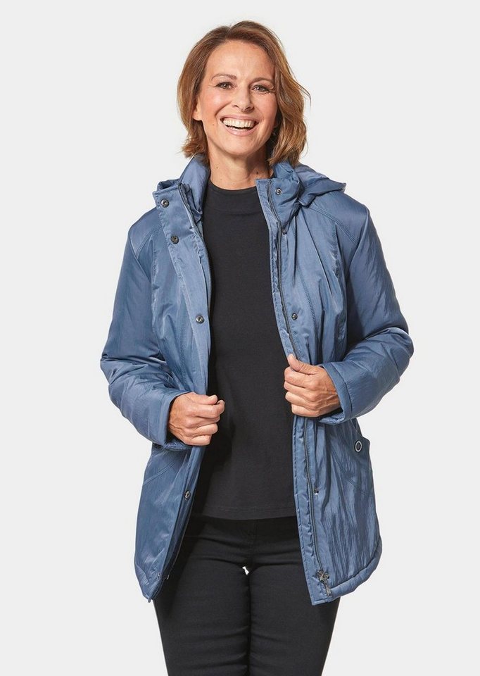GOLDNER Winterjacke Jacke mit Kapuze in dezenter Crashstruktur Warmes Steppfutter von GOLDNER