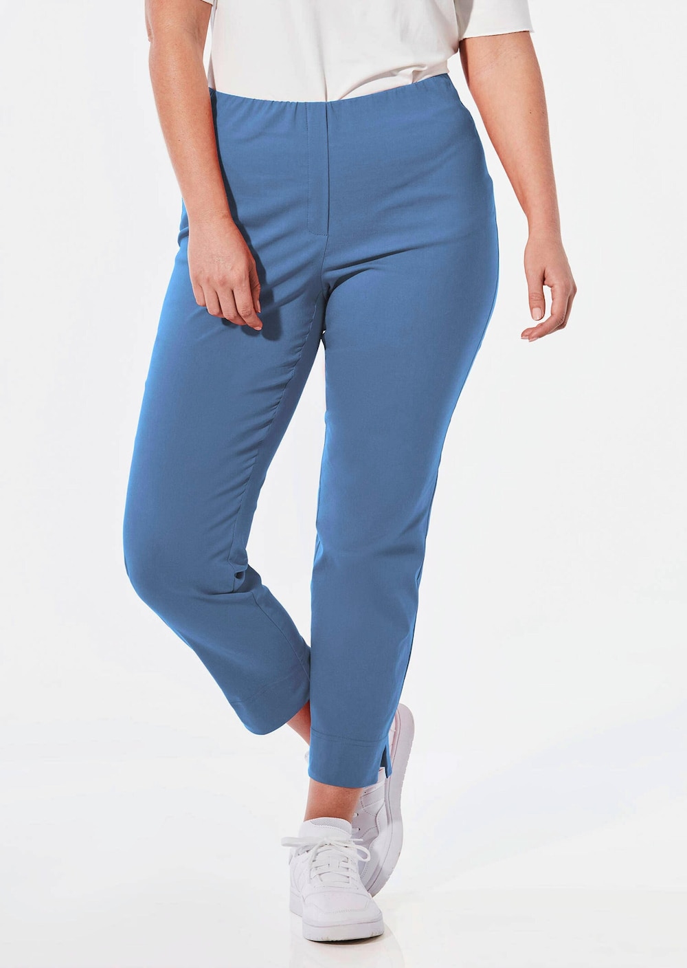 Große Größen 7/8-Stretchhose, Damen, blau, Größe: 56, Baumwolle/Synthetische Fasern, Happy Size DE Women von GOLDNER