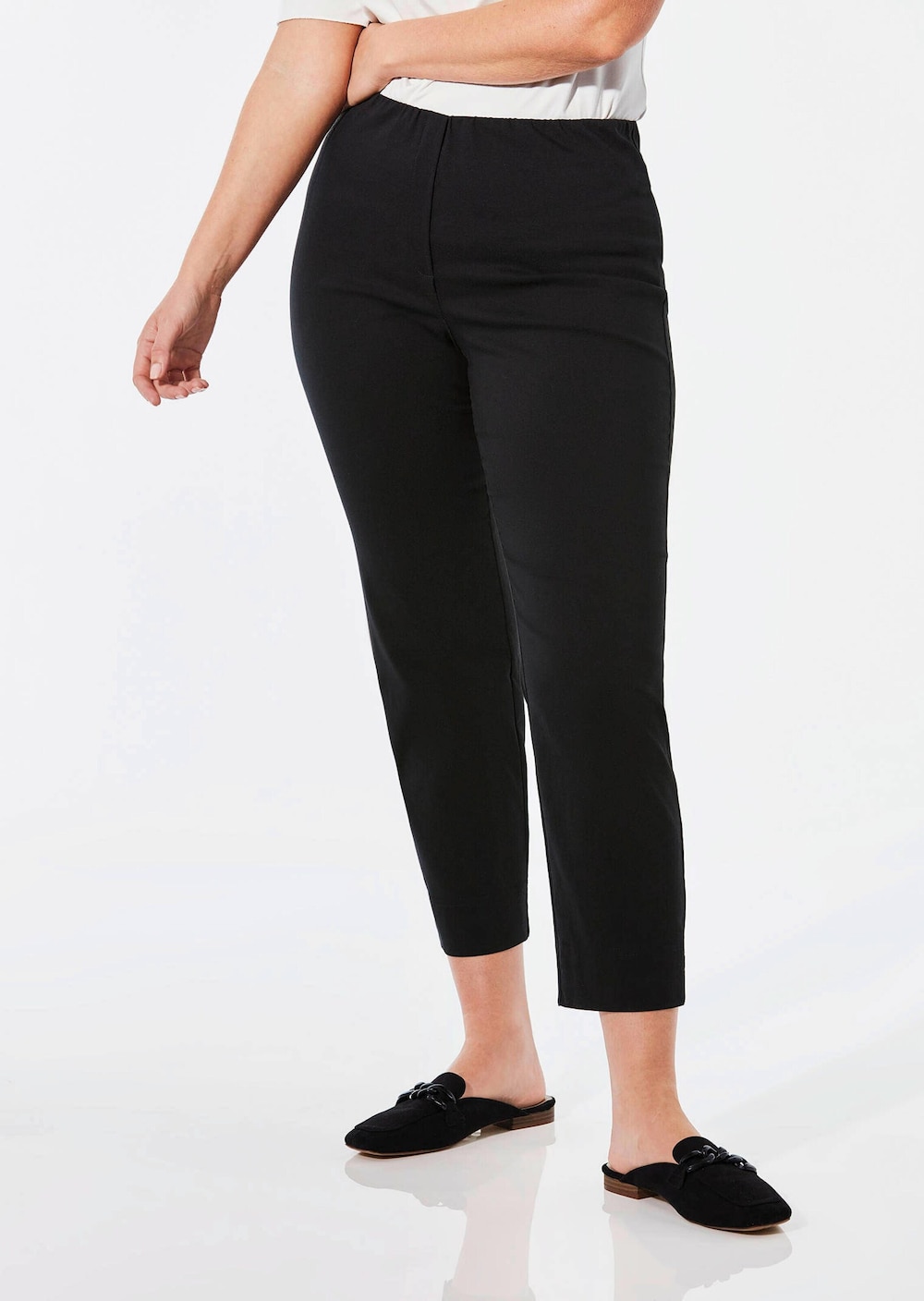 Große Größen 7/8-Stretchhose, Damen, schwarz, Größe: 62, Baumwolle/Synthetische Fasern, Happy Size DE Women von GOLDNER