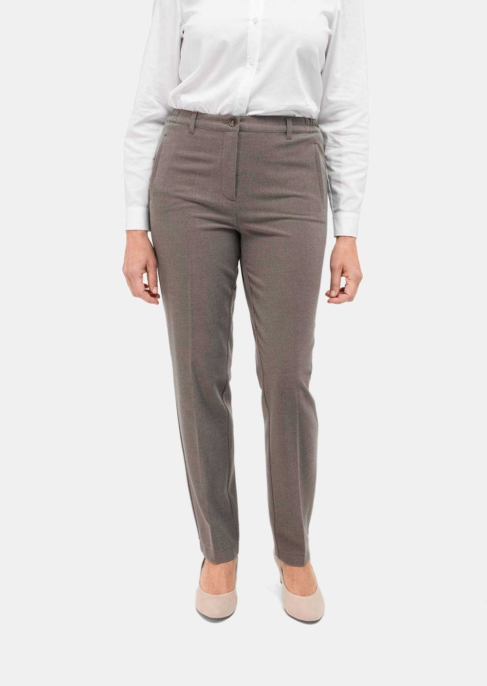 Große Größen Angenehm weiche Flanell-Hose CARLA, Damen, braun, Größe: 54, Polyester/Viskose, Happy Size DE Women von GOLDNER