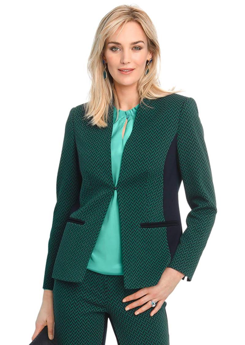 Große Größen Aufwendiger Jacquardblazer aus Jersey, Damen, lila, Größe: 23, Polyester/Viskose/Synthetische Fasern, Happy Size DE Women von GOLDNER