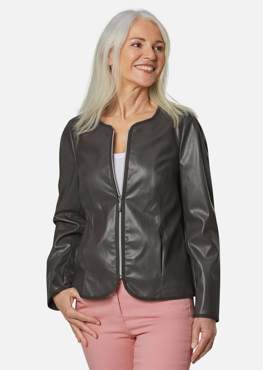 Große Größen Ausdrucksstarke Lederimitatjacke mit supersoftem Griff, Damen, braun, Größe: 46, Polyester/Synthetische Fasern, Happy Size Women Große Größen Ausdrucksstarke Lederimitatjacke mit supersoftem Griff, Damen, braun, Größe: 46, Polyester/Synthetische Fasern, Happy Size Women von GOLDNER