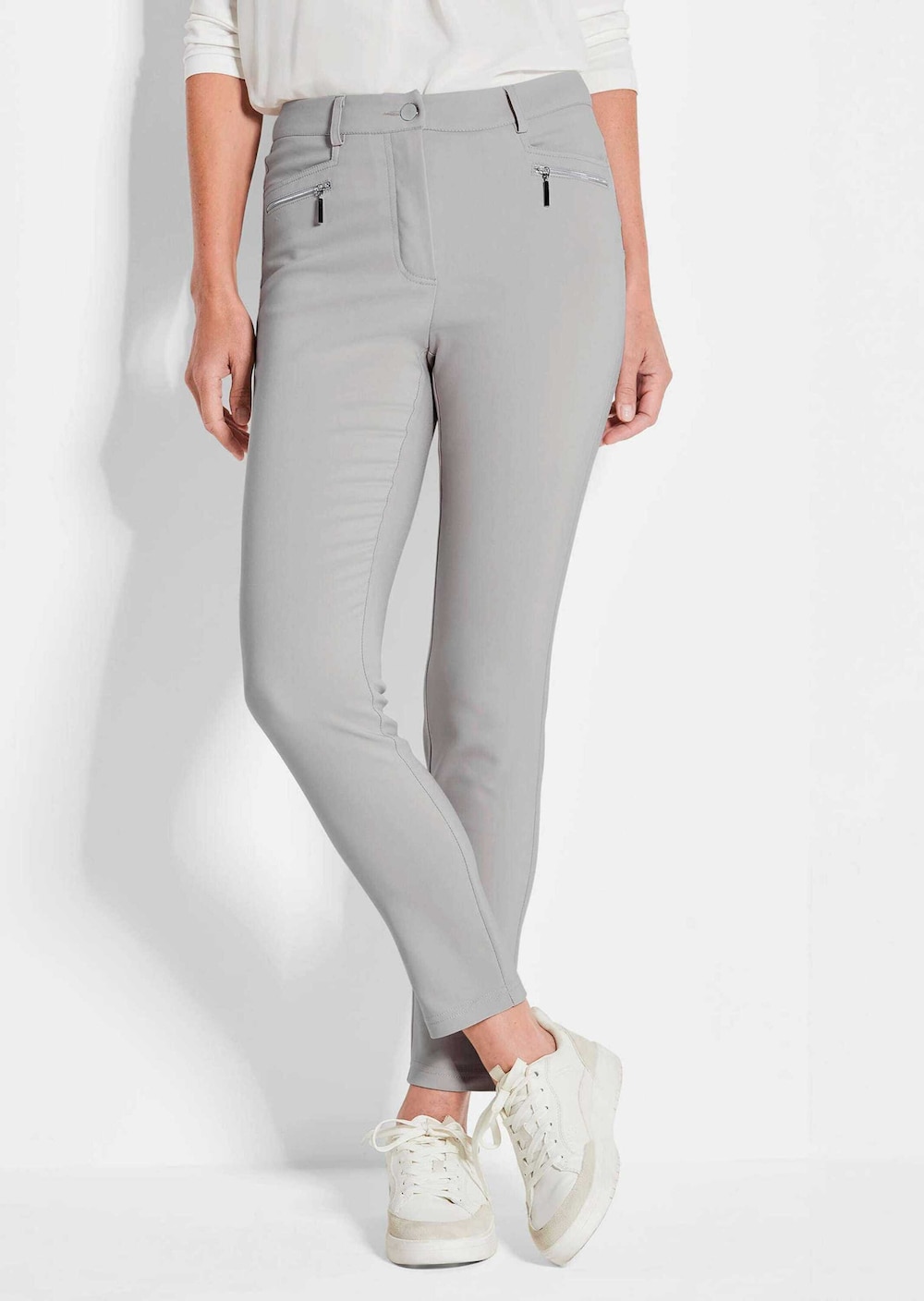 Große Größen Lange Schlupfhose BELLA, Damen, grau, Größe: 52, Baumwolle/Polyester, Happy Size DE Women von GOLDNER