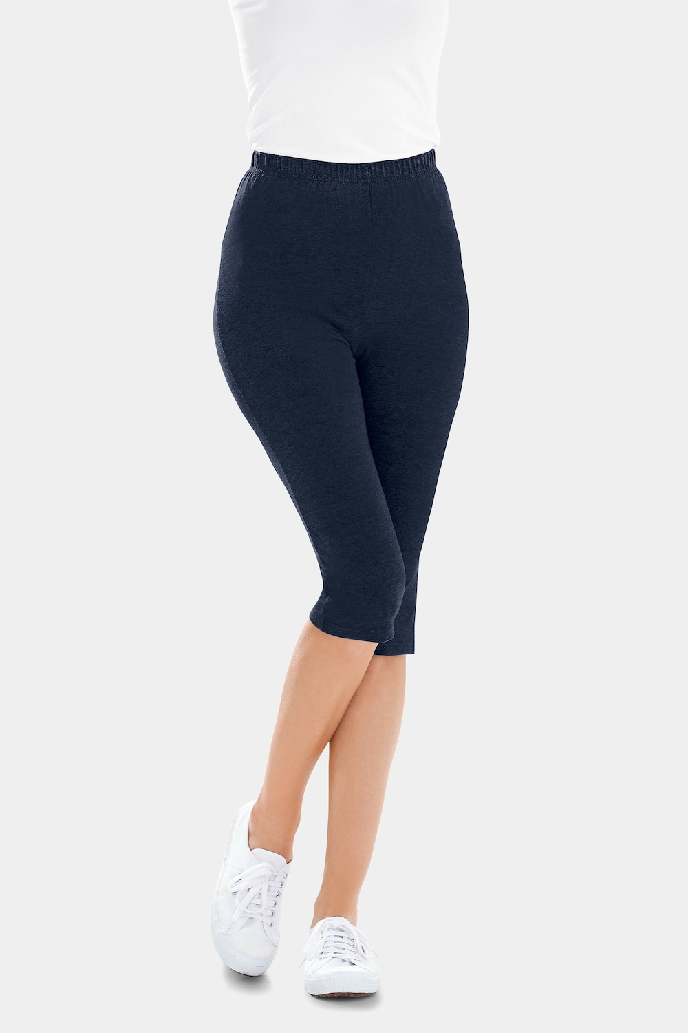Große Größen Bequeme Capri-Leggings, Damen, grau, Größe: 22, Baumwolle, Happy Size DE Women von GOLDNER