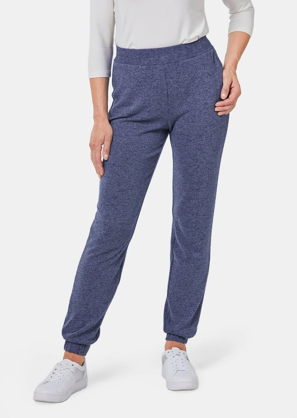 Große Größen Bequeme Flausch-Freizeithose mit Bündchen, Damen, grau, Größe: 52, Polyester/Viskose, Happy Size DE Women von GOLDNER