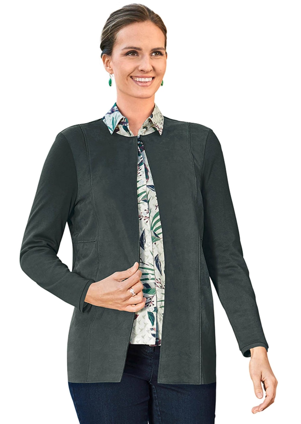 Große Größen Bequeme Shirtjacke, Damen, türkis, Größe: 21, Polyester/Viskose/Synthetische Fasern, Happy Size DE Women von GOLDNER