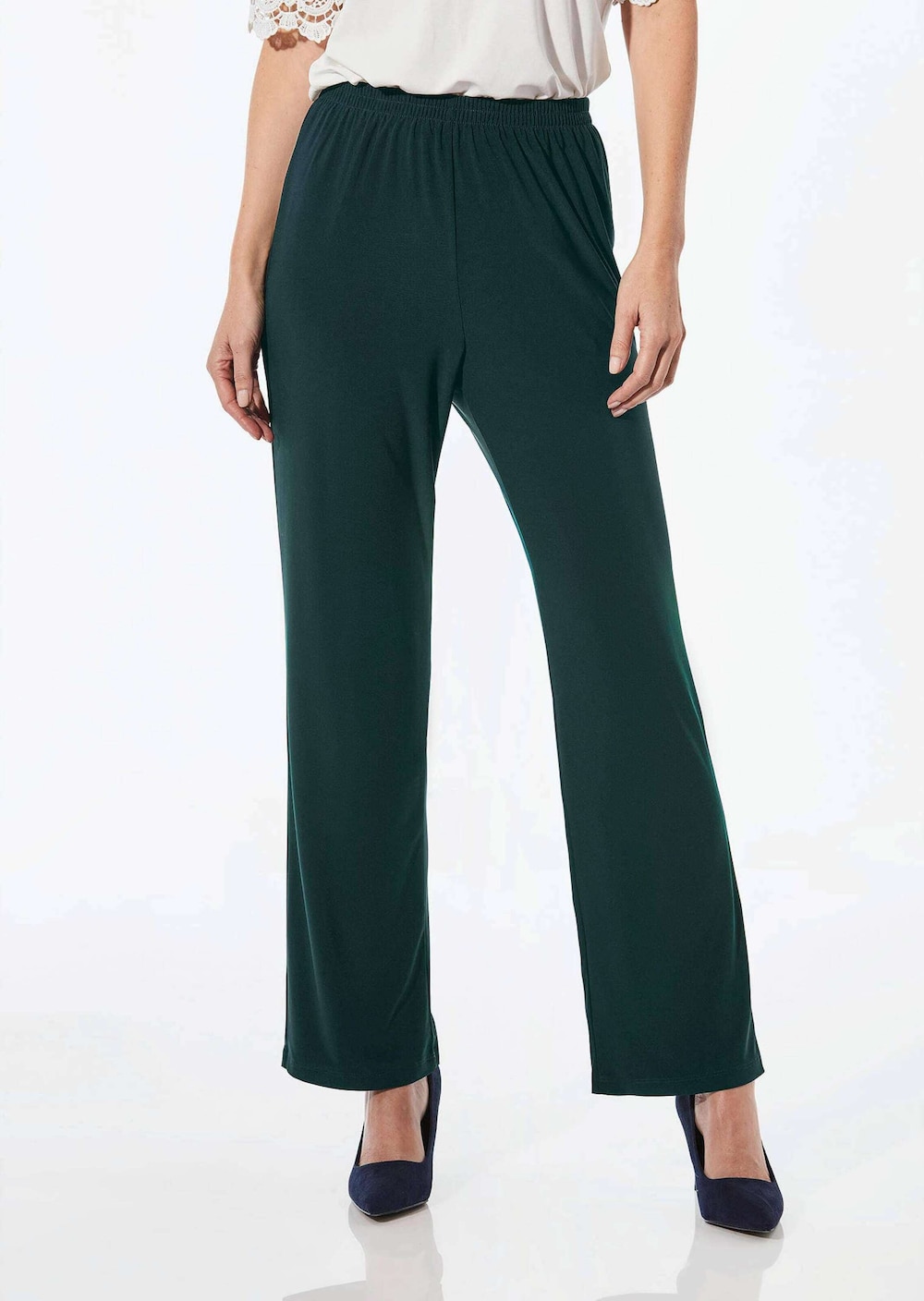 Große Größen Bequeme Slinky-Hose mit Schlupfbund, Damen, grün, Größe: 23, Polyester, Happy Size DE Women von GOLDNER