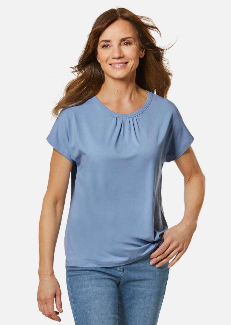 Große Größen Bequemes Rundhalsshirt aus glänzender Qualität, Damen, türkis, Größe: 42, Synthetische Fasern, Happy Size DE Women von GOLDNER