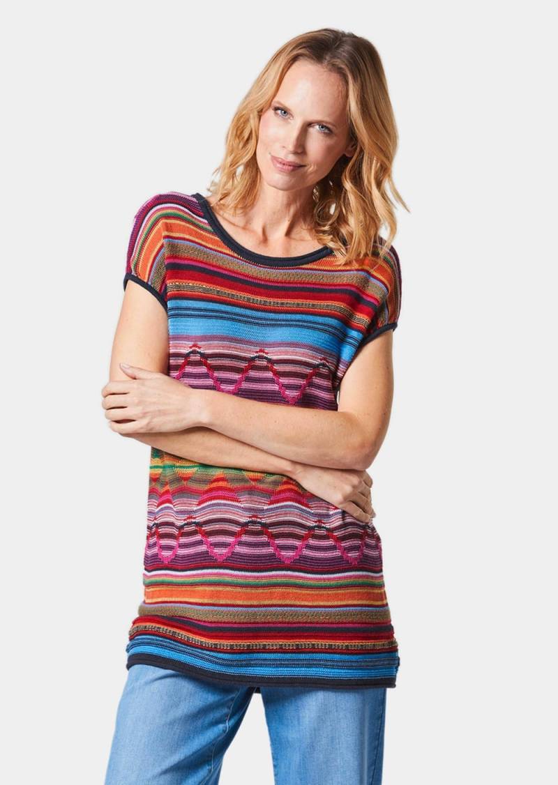 Große Größen Bequemes Top mit schönem Dessin, Damen, blau, Größe: 22, Baumwolle, Happy Size DE Women von GOLDNER