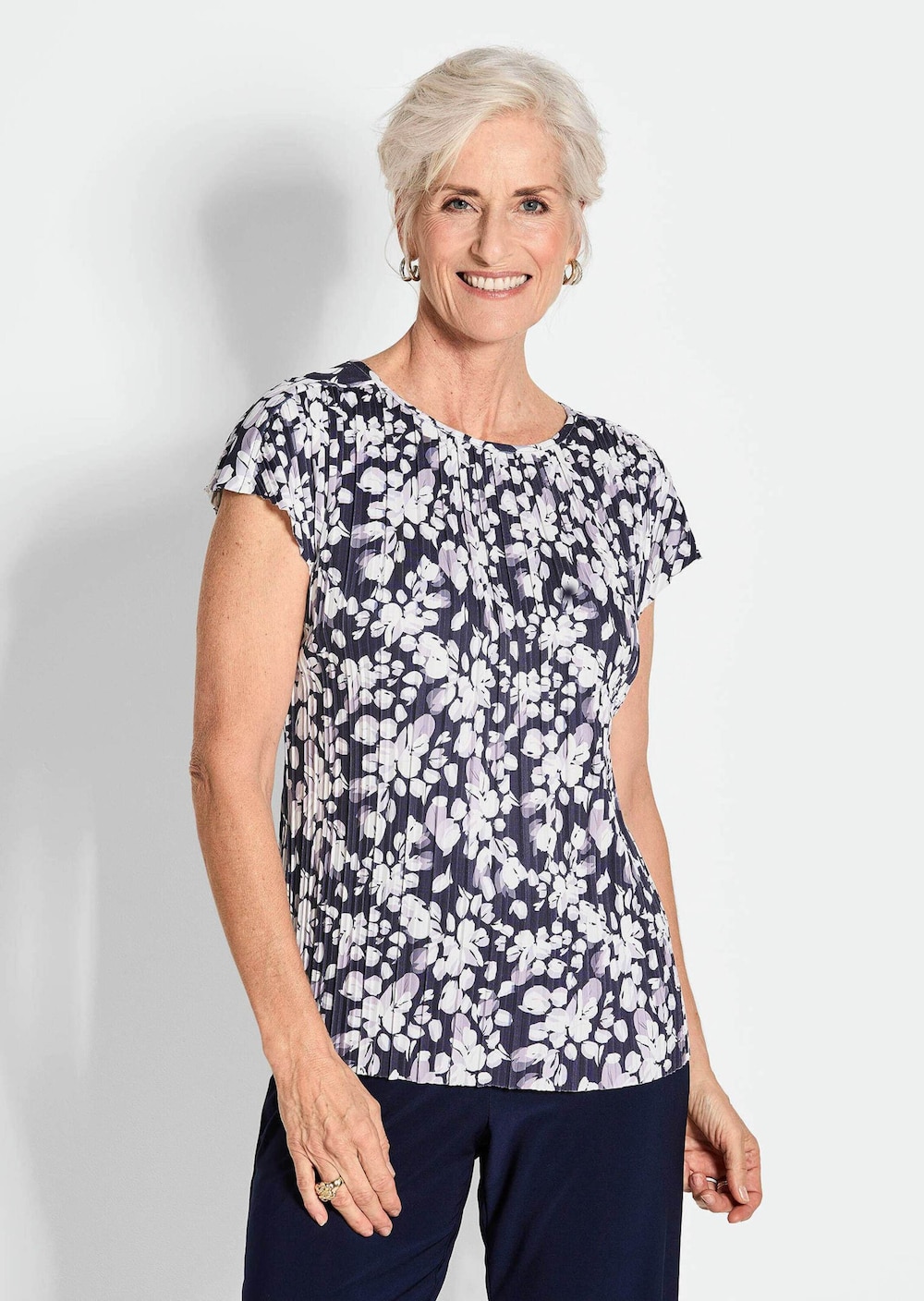 Große Größen Blaues Shirt ohne Arm aus Slinky, Damen, grau, Größe: 46, Polyester, Happy Size DE Women von GOLDNER