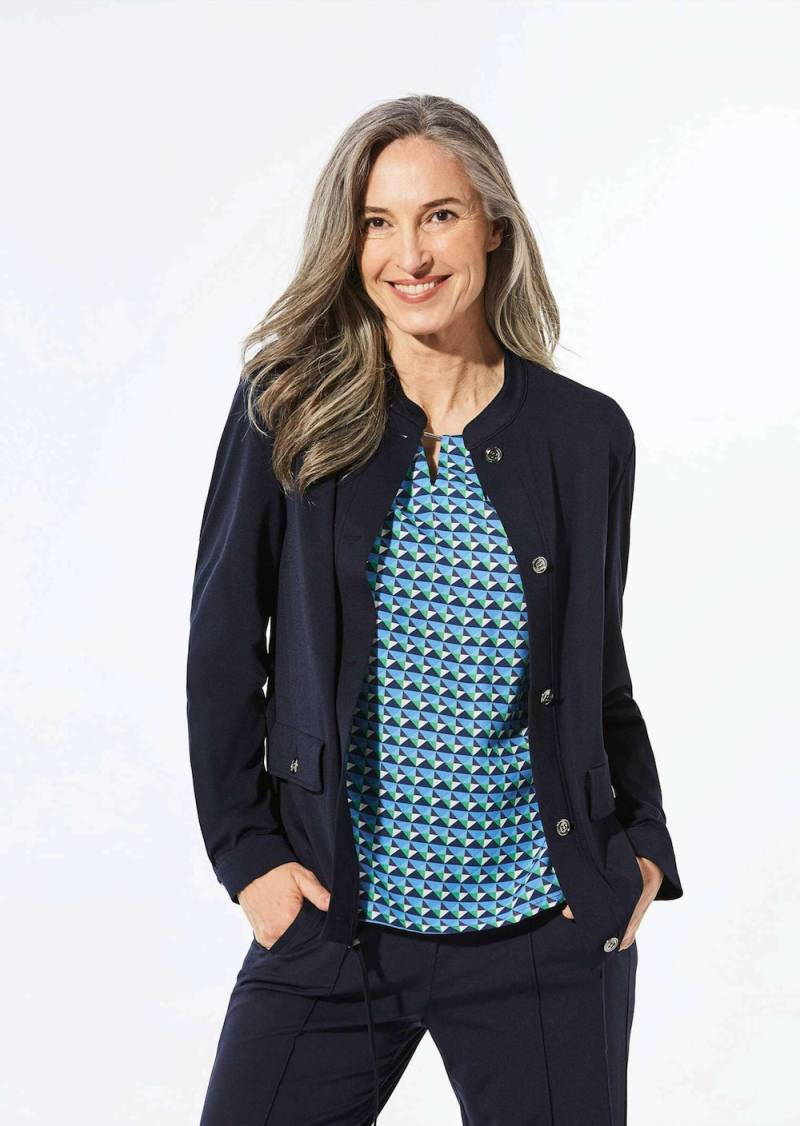 Große Größen Blouson mit Stehkragen, Damen, grau, Größe: 48, Synthetische Fasern/Viskose/Elasthan, Happy Size DE Women von GOLDNER