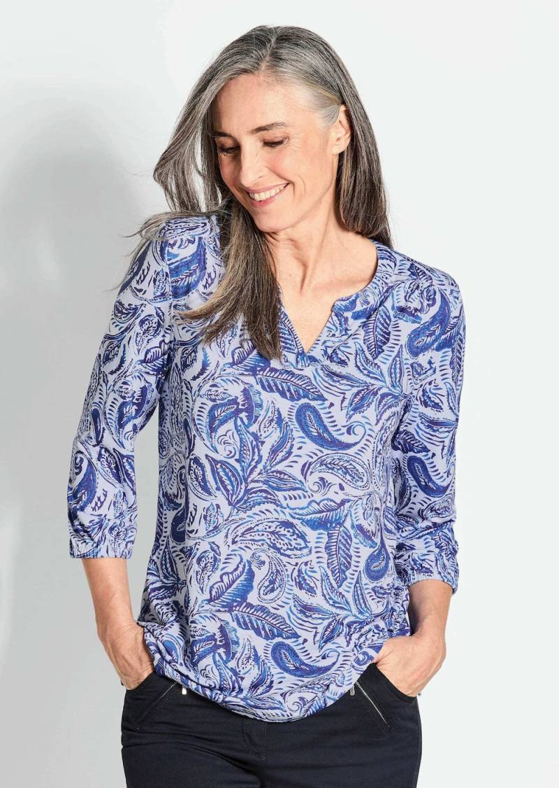 Große Größen Bluse mit Muster, Damen, blau, Größe: 24, Viskose, Happy Size DE Women von GOLDNER