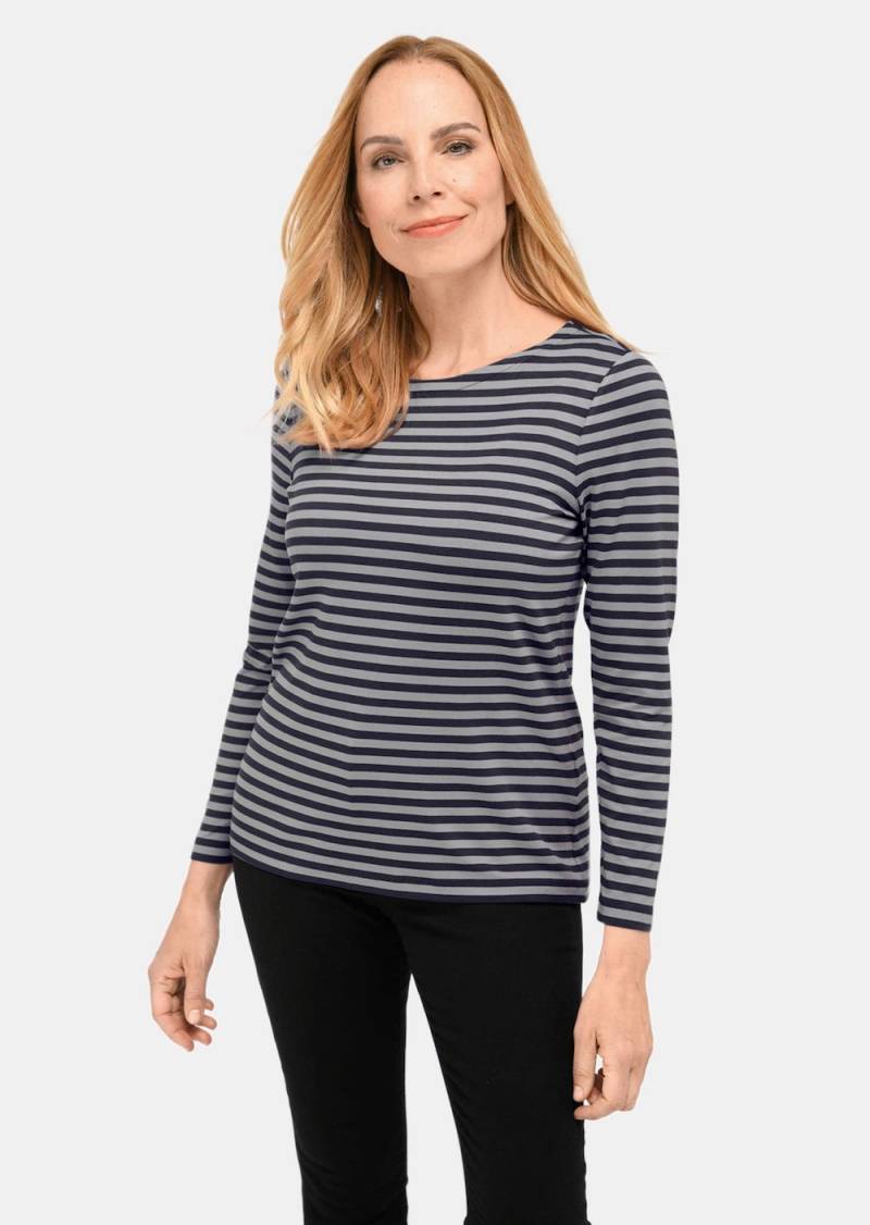 Große Größen Buntgewirktes Ringelshirt, Damen, grau, Größe: 48, Viskose, Happy Size DE Women von GOLDNER