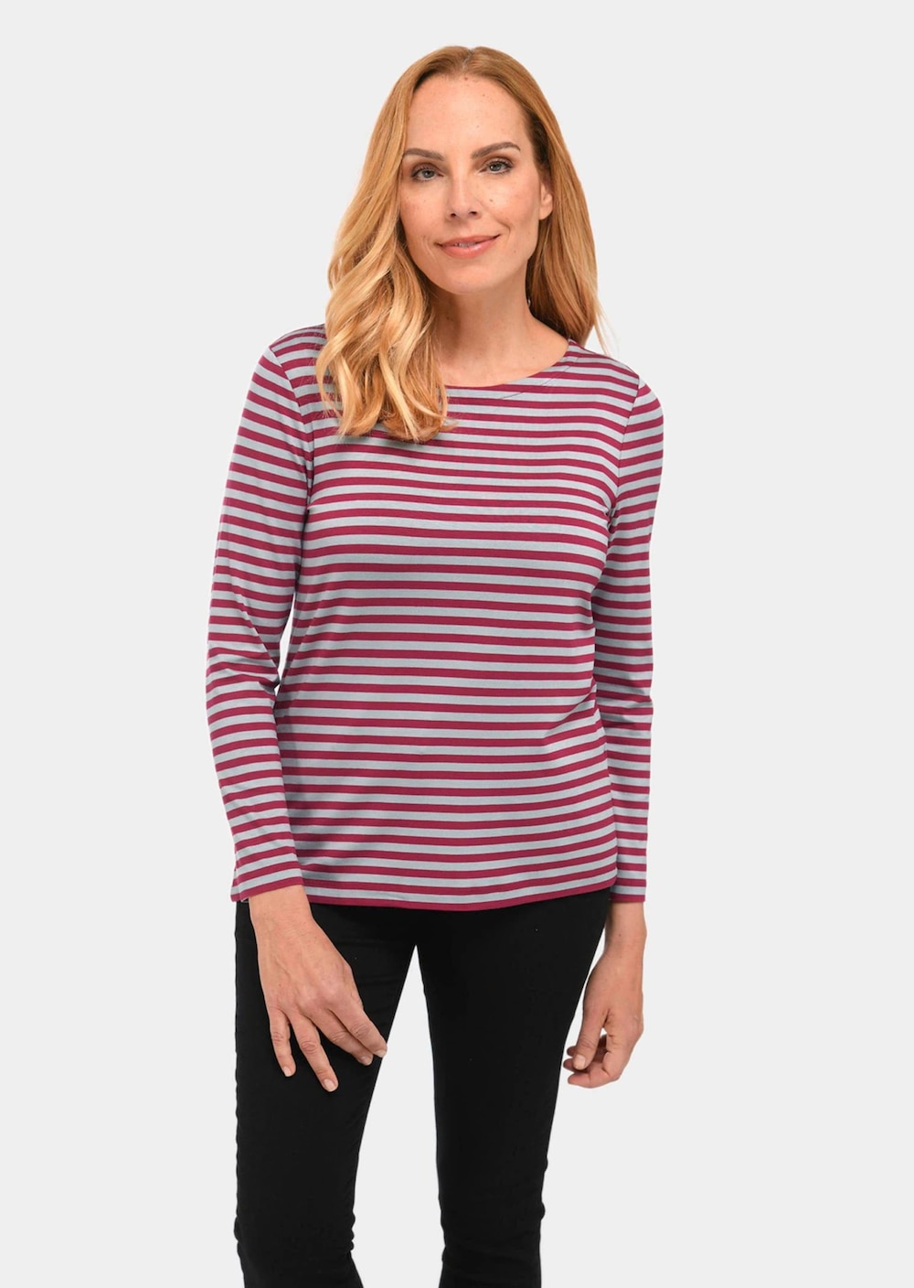 Große Größen Buntgewirktes Ringelshirt, Damen, rot, Größe: 23, Viskose, Happy Size DE Women von GOLDNER