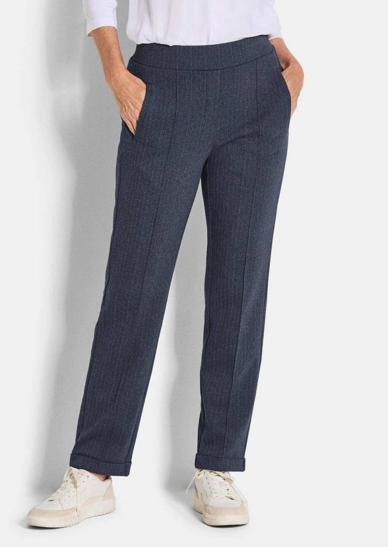 Große Größen Businesshose CARLA mit Fischgrätmuster, Damen, grau, Größe: 27, Polyester/Baumwolle, Happy Size DE Women von GOLDNER