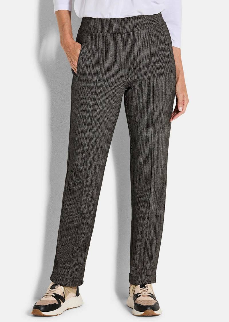 Große Größen Businesshose CARLA mit Fischgrätmuster, Damen, grau, Größe: 42, Polyester/Baumwolle, Happy Size DE Women von GOLDNER