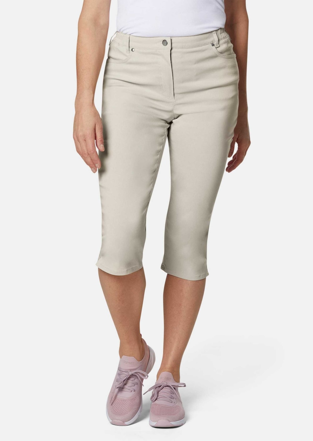 Große Größen Capri-Super-Stretch-Hose Carla, Damen, beige, Größe: 54, Viskose/Synthetische Fasern, Happy Size DE Women von GOLDNER