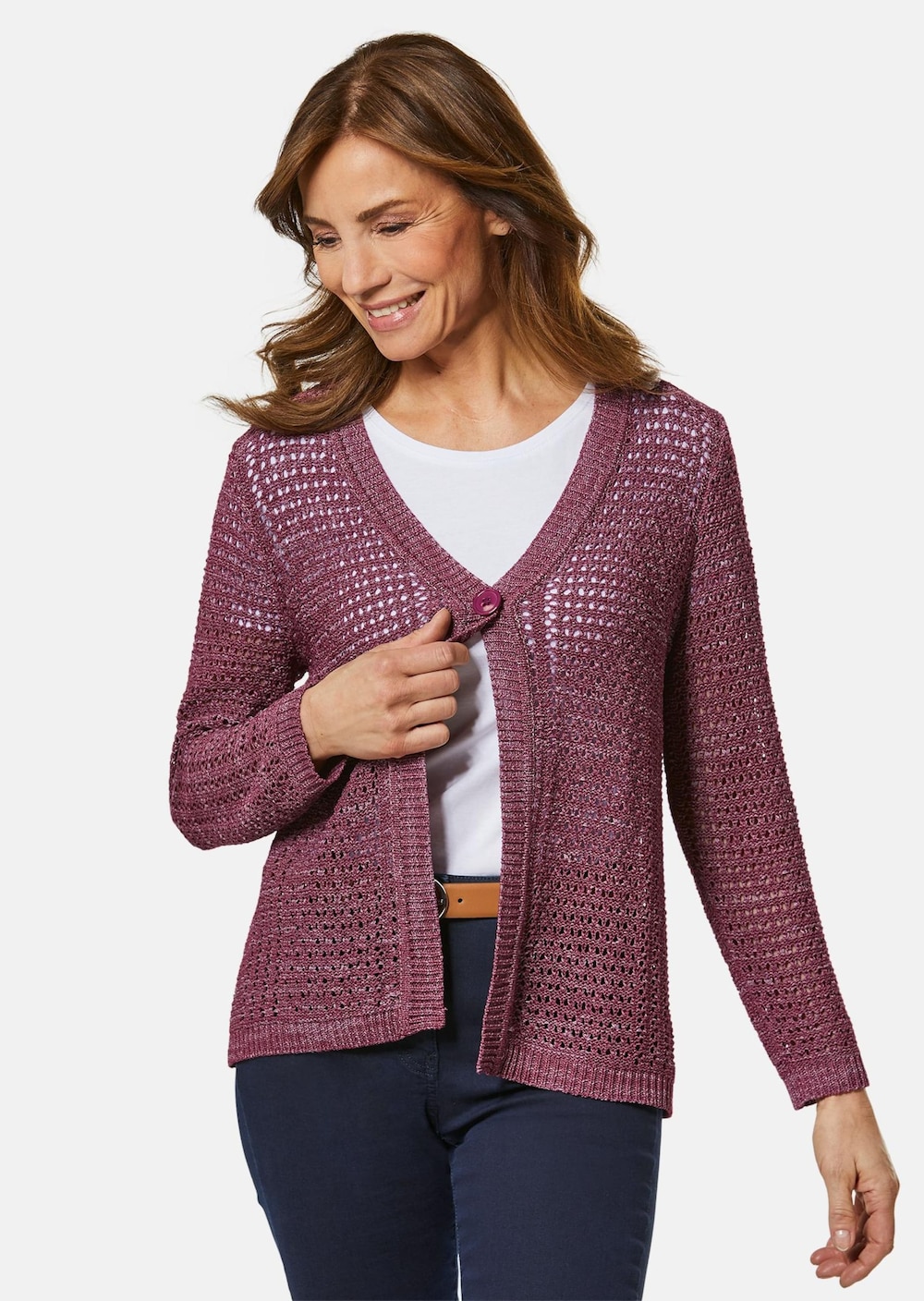Große Größen Cardigan, Damen, rot, Größe: 44, Synthetische Fasern, Happy Size DE Women von GOLDNER