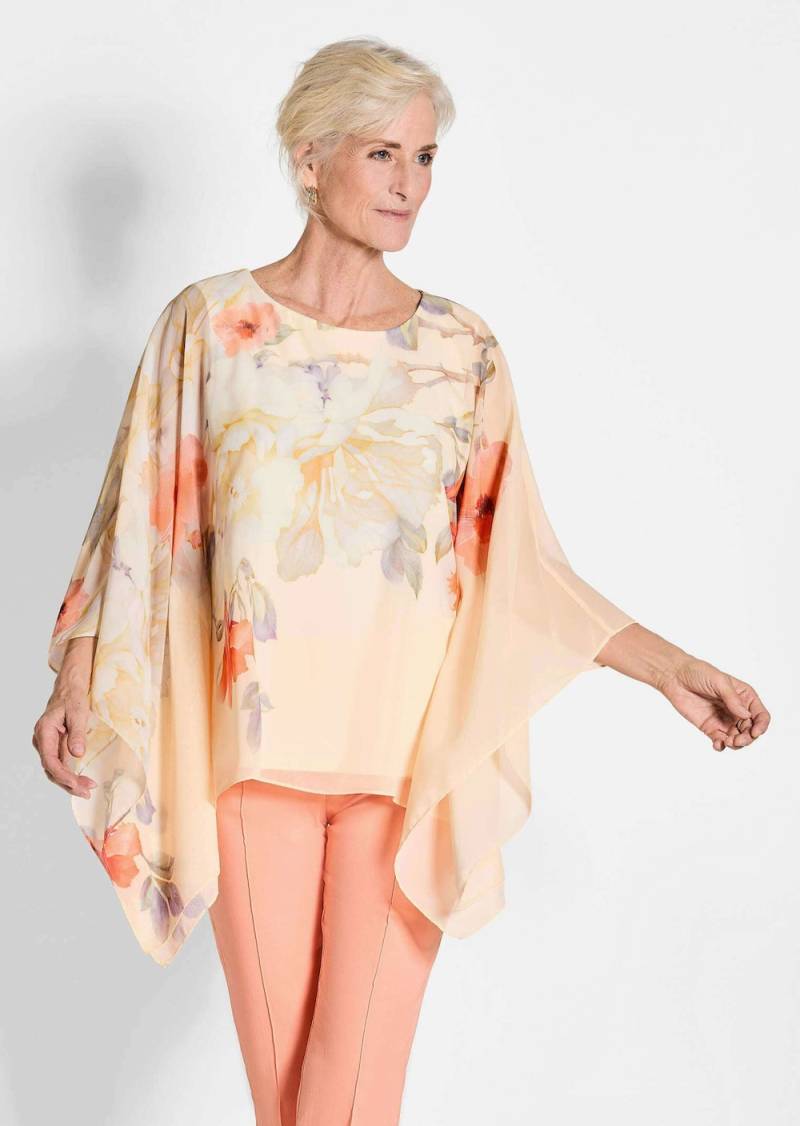 Große Größen Chiffonbluse mit floralem Design, Damen, orange, Größe: 24, Polyester, Happy Size DE Women von GOLDNER