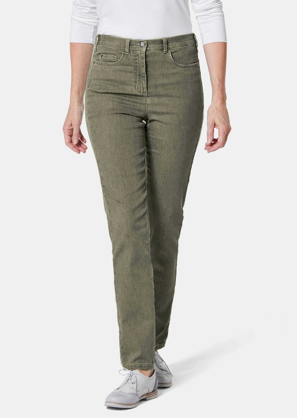 Große Größen Damen Jeans Slim Fit LOUISA, Damen, grün, Größe: 23, Baumwolle/Polyester, Happy Size DE Women von GOLDNER