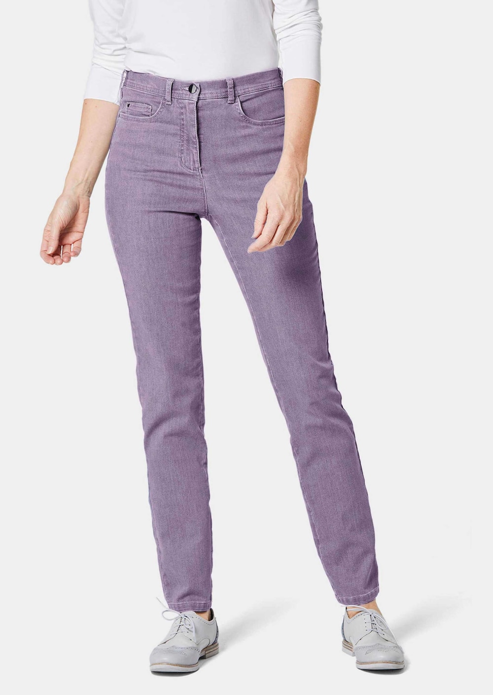 Große Größen Damen Jeans Slim Fit LOUISA mit Stretch-Anteil, Damen, lila, Größe: 50, Baumwolle/Polyester, Happy Size DE Women von GOLDNER