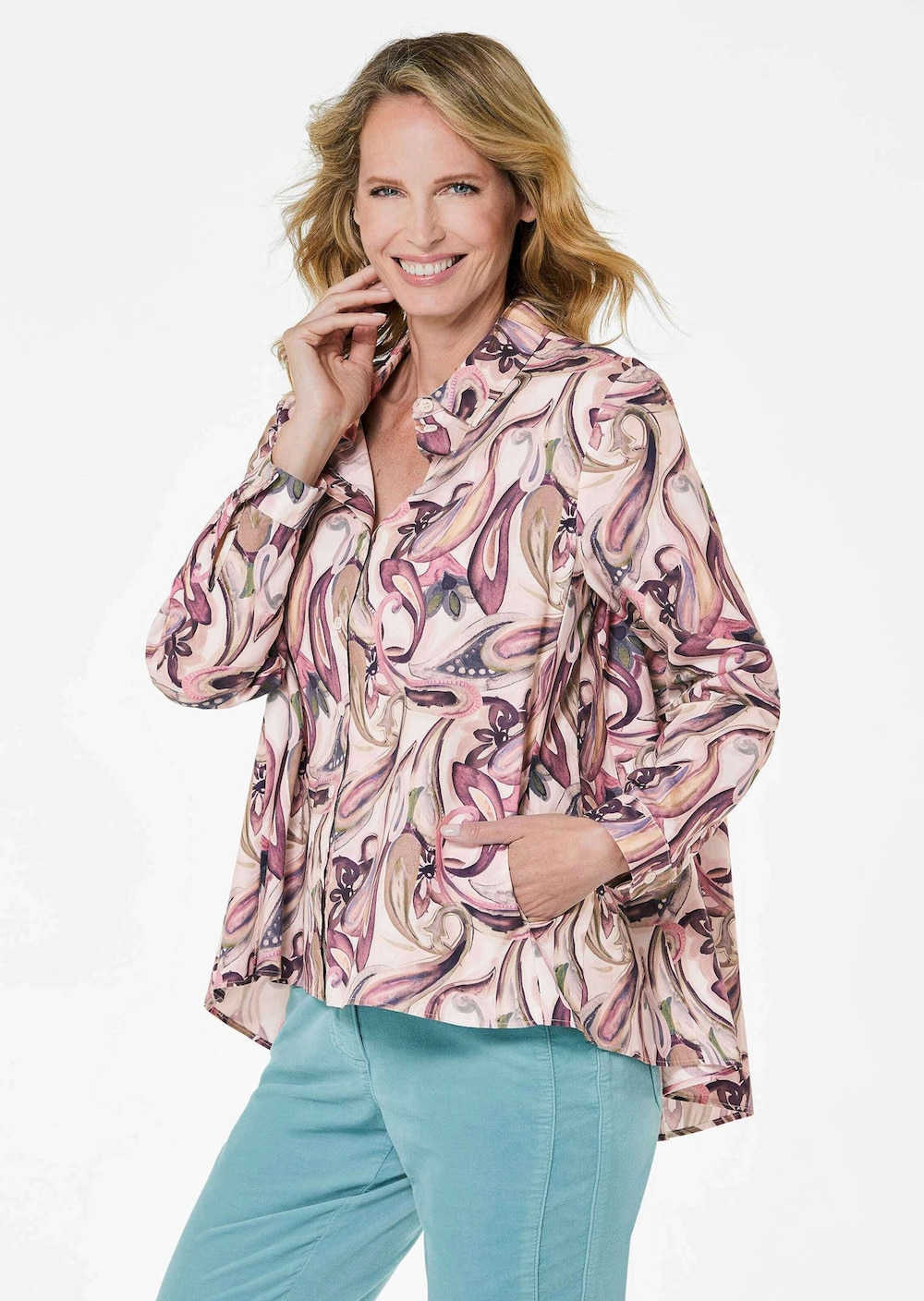 Große Größen Blusenshirt mit Paisley-Muster, Damen, rosa, Größe: 44, Baumwolle, Happy Size DE Women Große Größen Blusenshirt mit Paisley-Muster, Damen, rosa, Größe: 44, Baumwolle, Happy Size DE Women von GOLDNER