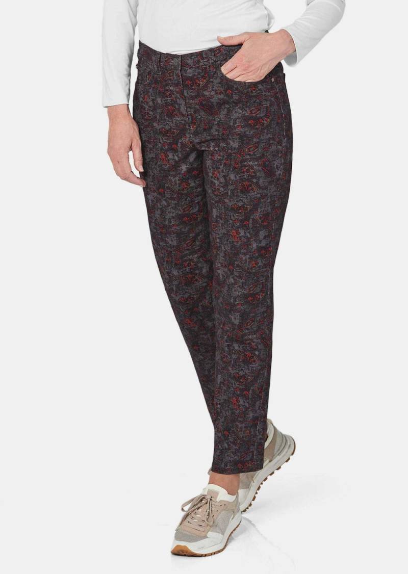 Große Größen Druckhose CARLA mit Paisley-Muster, Damen, grau, Größe: 24, Baumwolle, Happy Size DE Women von GOLDNER