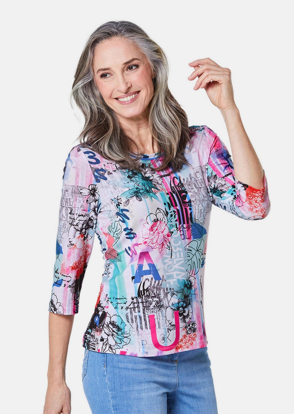 Große Größen Druckshirt in kraftvollen Farben, Damen, braun, Größe: 24, Viskose, Happy Size DE Women von GOLDNER