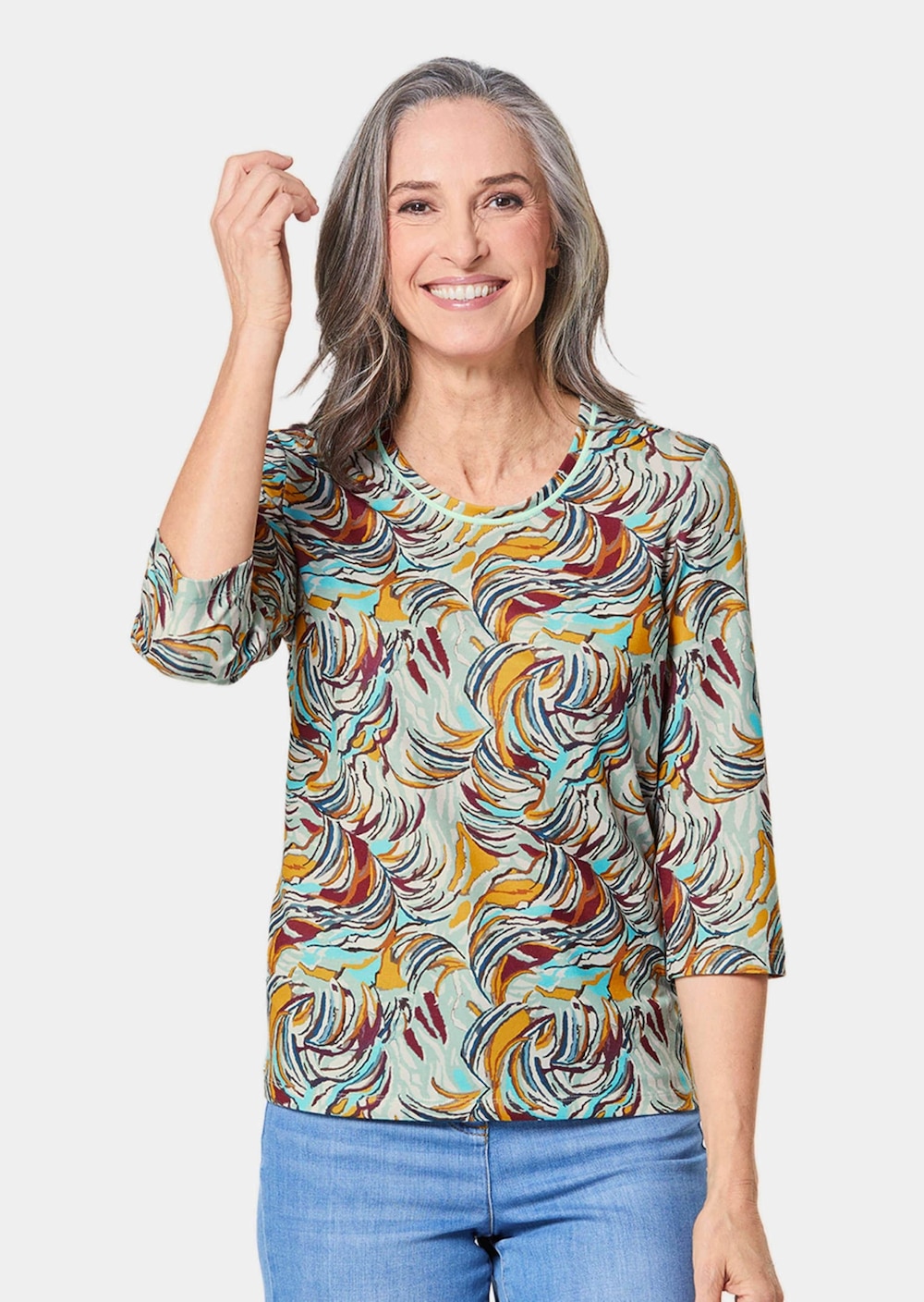 Große Größen Druckshirt in kraftvollen Farben, Damen, grün, Größe: 54, Viskose, Happy Size DE Women von GOLDNER