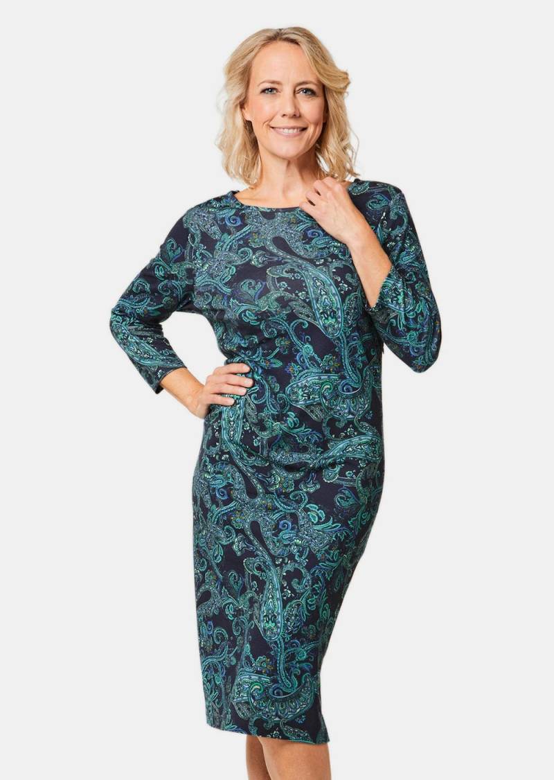 Große Größen Elastisches Jerseykleid mit modischem Druck, Damen, grau, Größe: 54, Viskose/Synthetische Fasern, Happy Size DE Women von GOLDNER