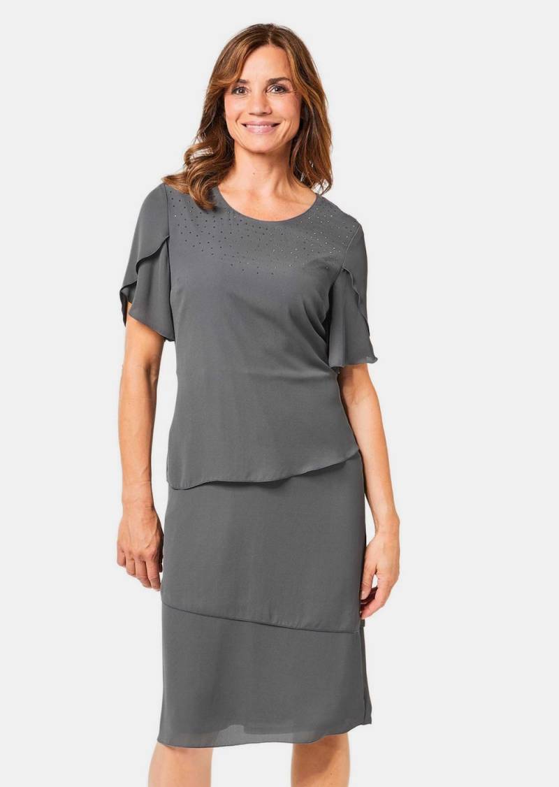Große Größen Elegant fallendes Stufenkleid, Damen, grau, Größe: 21, Polyester/Kunstseide/Synthetische Fasern, Happy Size DE Women von GOLDNER