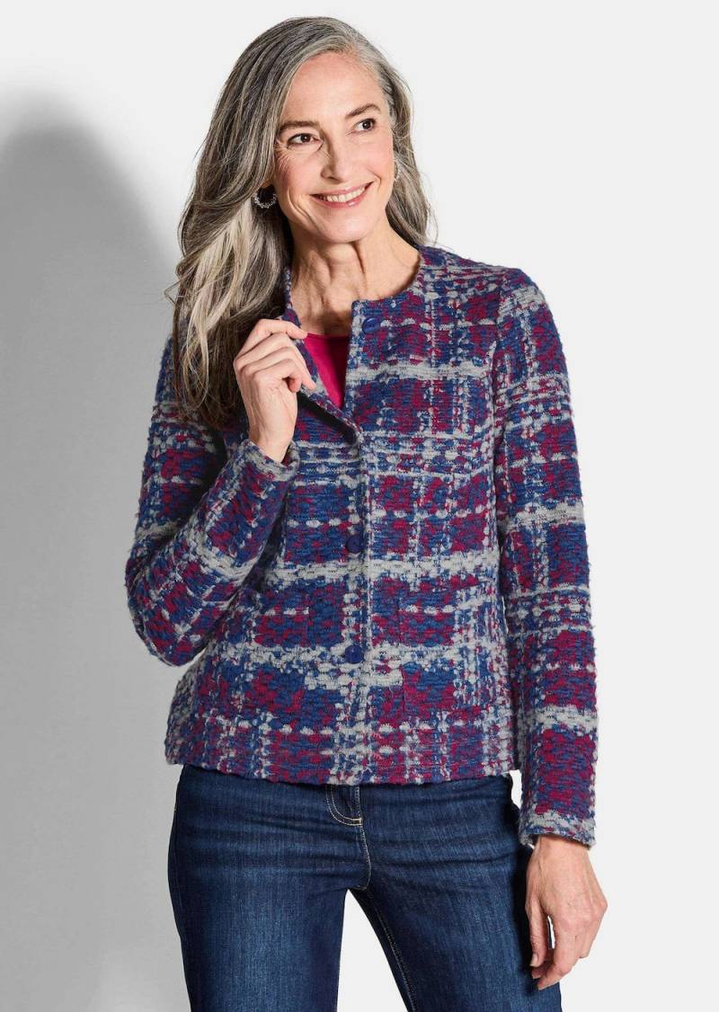 Große Größen Elegante Jersey-Jacke mit Karomuster, Damen, blau, Größe: 23, Polyester/Synthetische Fasern, Happy Size DE Women Große Größen Elegante Jersey-Jacke mit Karomuster, Damen, blau, Größe: 23, Polyester/Synthetische Fasern, Happy Size DE Women von GOLDNER