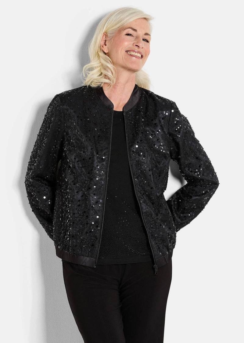 Große Größen Eleganter Blouson mit Perlen und Pailletten, Damen, schwarz, Größe: 44, Polyester, Happy Size DE Women von GOLDNER