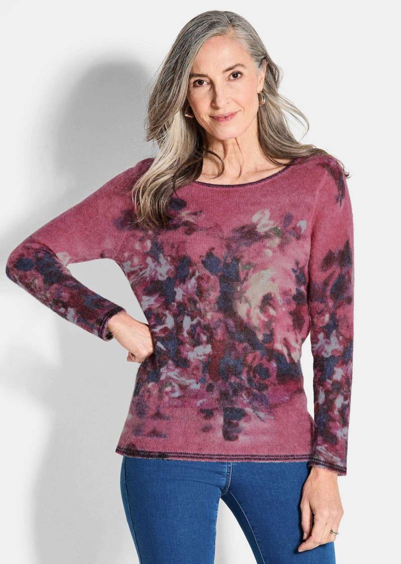 Große Größen Wollpullover floral, Damen, rosa, Größe: 44, Wolle/Synthetische Fasern, Happy Size DE Women von GOLDNER