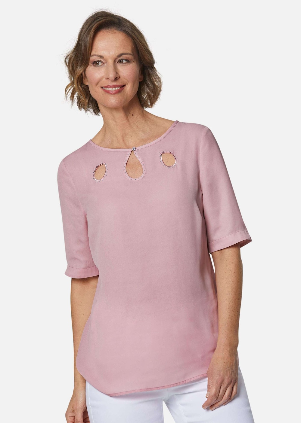 Große Größen Feminine Bluse mit aufregender Ausschnittlösung, Damen, rosa, Größe: 48, Polyester, Happy Size DE Women Große Größen Feminine Bluse mit aufregender Ausschnittlösung, Damen, rosa, Größe: 48, Polyester, Happy Size DE Women von GOLDNER