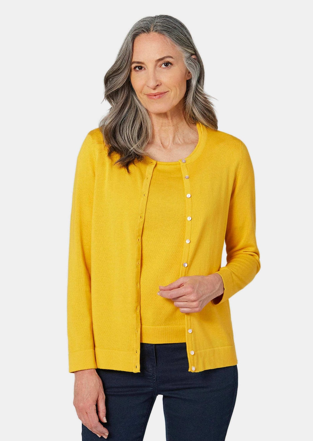 Große Größen Figurnahes Twin-Set aus Pima-Baumwolle, Damen, gelb, Größe: 24, Baumwolle, Happy Size DE Women Große Größen Figurnahes Twin-Set aus Pima-Baumwolle, Damen, gelb, Größe: 24, Baumwolle, Happy Size DE Women von GOLDNER