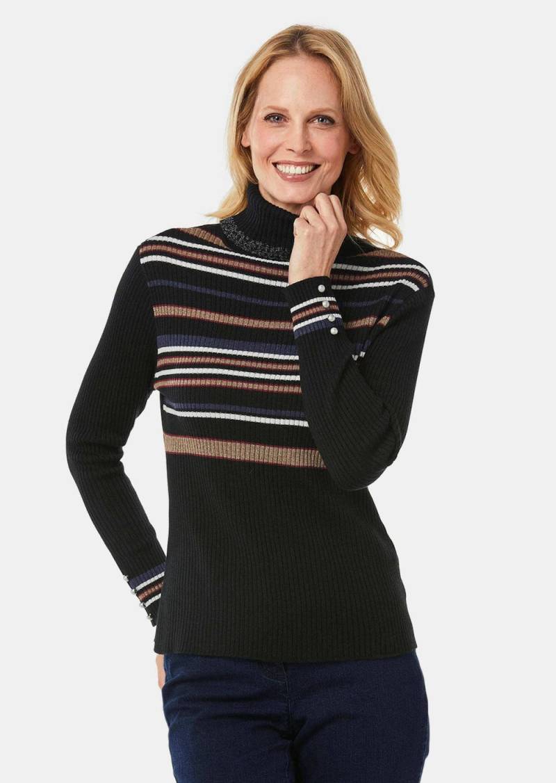 Große Größen Figurschmeichelnder Rollkragenpullover mit Glanzgarn, Damen, türkis, Größe: 48, Synthetische Fasern/Viskose/Baumwolle, Happy Size DE Women von GOLDNER