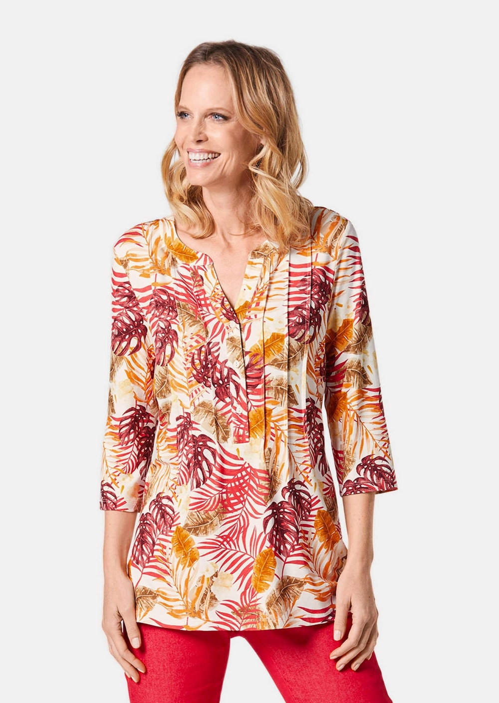 Große Größen Figurschmeichelndes Drucktunika-Shirt, Damen, orange, Größe: 42, Viskose, Happy Size DE Women von GOLDNER