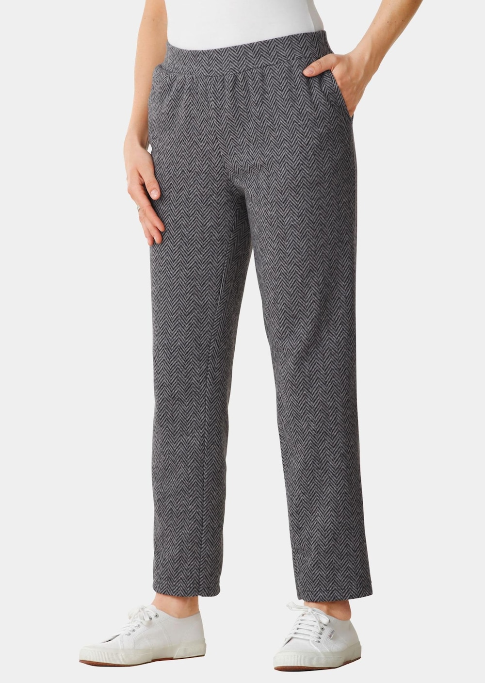 Große Größen Flauschige 7/8-Hose, Damen, grau, Größe: 27, Polyester/Baumwolle, Happy Size DE Women von GOLDNER